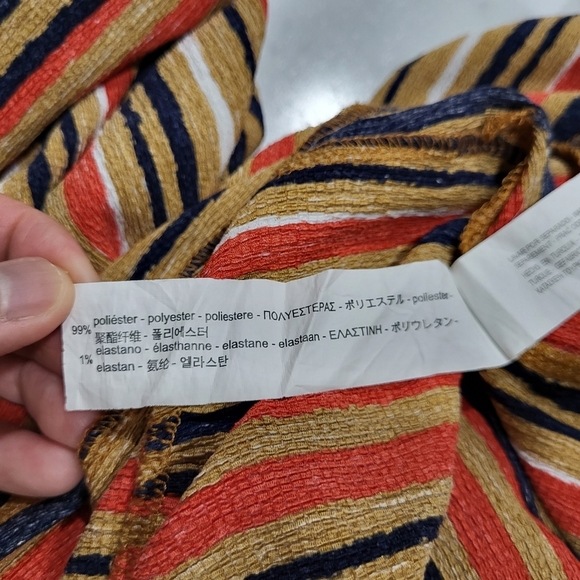 Zara| Dress Striped Crepe Asymmetric Hem Short Sleeves - Picture 9 of 9